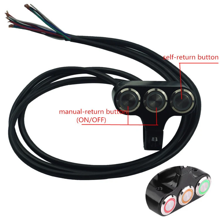Motorrad-Lenker-Spotlight LED Aluminiumlegierung Multi-Selbstverriegelung Selbst-Reset-Taste Drei-in-Eins-Schalter für verbesserte Sicht.