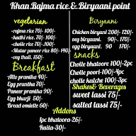 Khan rajma chawal & Biryani Point menu 1