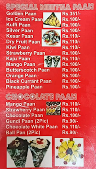 Kunal Paan Flavours menu 2