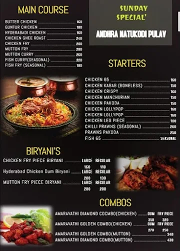 Amaravathi Fine Dine & Restaurant menu 