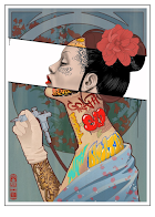 Graffiti Dark Floral Tattooist Geisha (original)