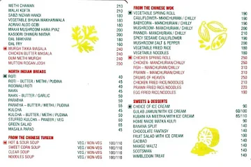 Nandhana Palace menu 