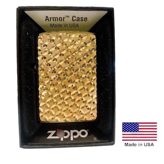 Bật Lửa Ziippo Mỹ Armor Brass Đồng, Chạm Bằng Mũi Kim Cương