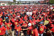 A sea of red in Newtown, Johannesburg on Tuesday 