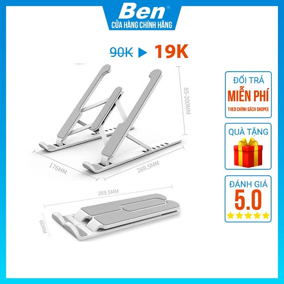 Giá Đỡ Laptop Máy Tính Bảng Gấp Gọn Điều Chỉnh Độ Cao, Hỗ Trợ Tản Nhiệt Laptop Gb01