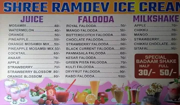 Ramdev Ice Cream menu 