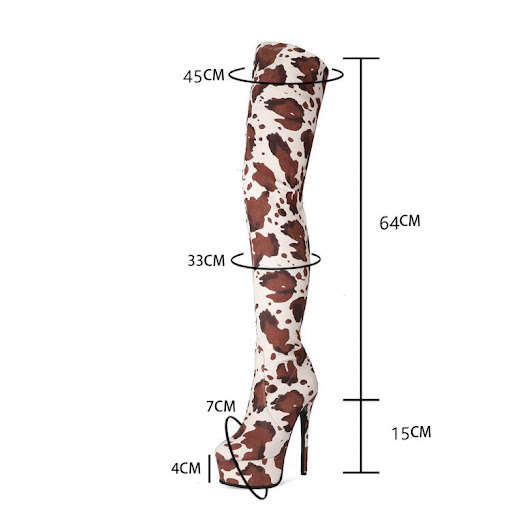 Title 7, Womens Platform Round Head Cow Pattern Over Th...