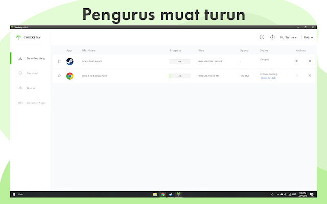 Checketry: Pengurus muat turun