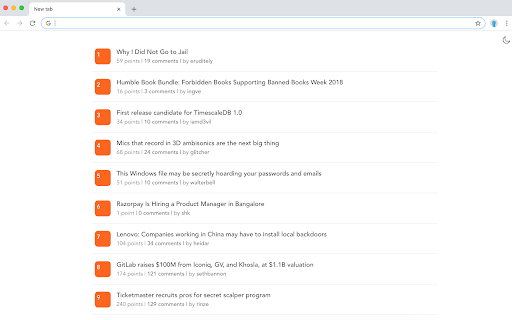 Hacker News in New Tab