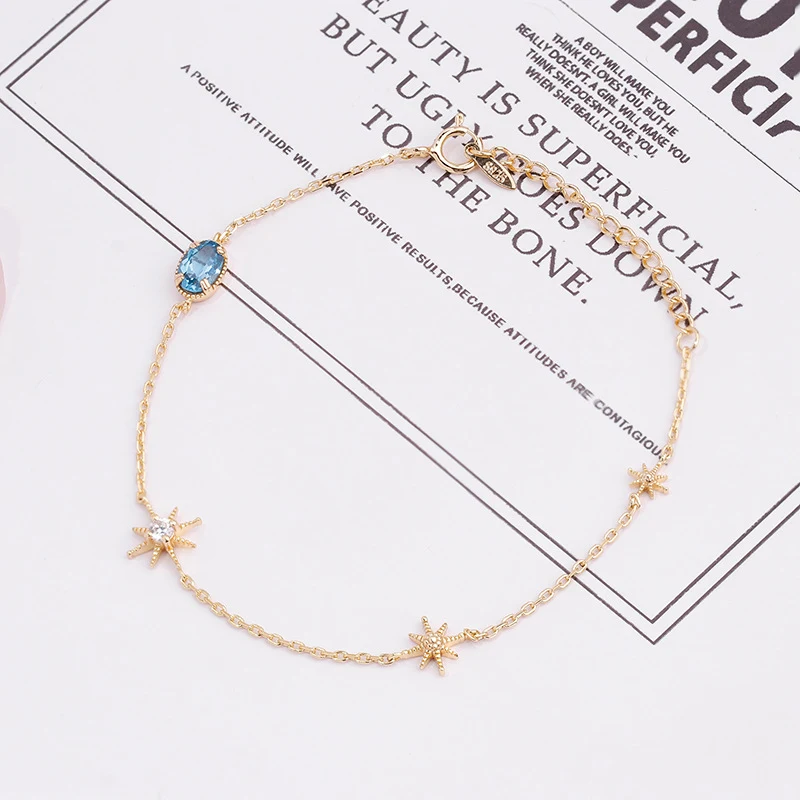 Bracelet Ciel Étoilé Topaze Bleue pour Femme Bijou Étoilé Élégance Céleste Cadeau Idéal Charme Discret Raffinement Exceptionnel