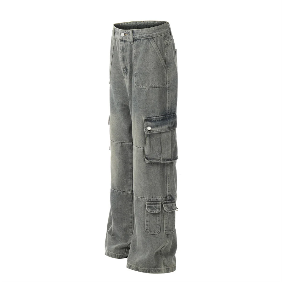 Workwear jeans voor heren, gewassen en gedragen. Duurzame en comfortabele broek voor werk en vrije tijd. Stoere look en lange levensduur.