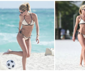 Op dit uur mag het wat meer zijn: topmodel Doutzen Kroes weet wel wat te doen met een voetbal (Waanzinnig knap!)