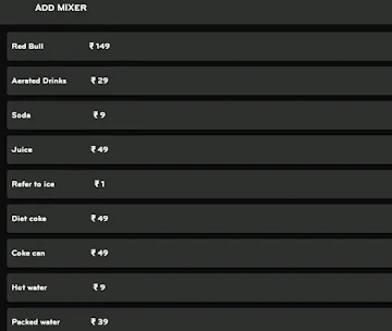 Ministry of Bar Exchange menu 