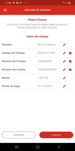 Screenshot Supervielle Cheques
