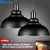 Bộ 2 Đèn Thả Trần Trang Trí Nhà Quán Cà Phê Thcn90 (Tặng Kèm 2 Bóng Led Edison 4W Ánh Sáng Vàng)