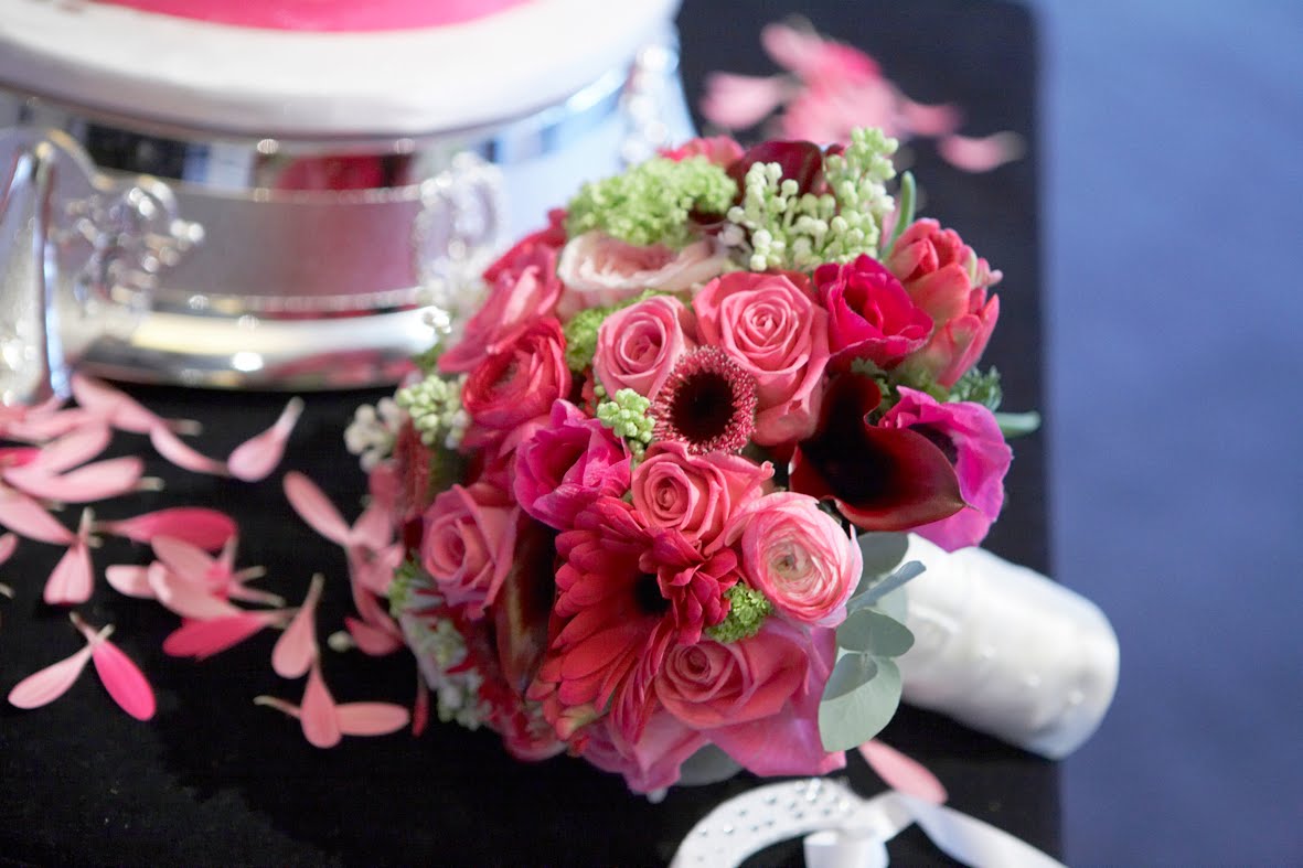 hot pink black wedding