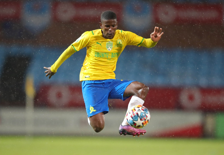 Neo Maema of Mamelodi Sundowns during their Nedbank Cup quarterfinal against Summerfield Dynamos at Loftus Versfeld in Pretoria on April 9 2022.