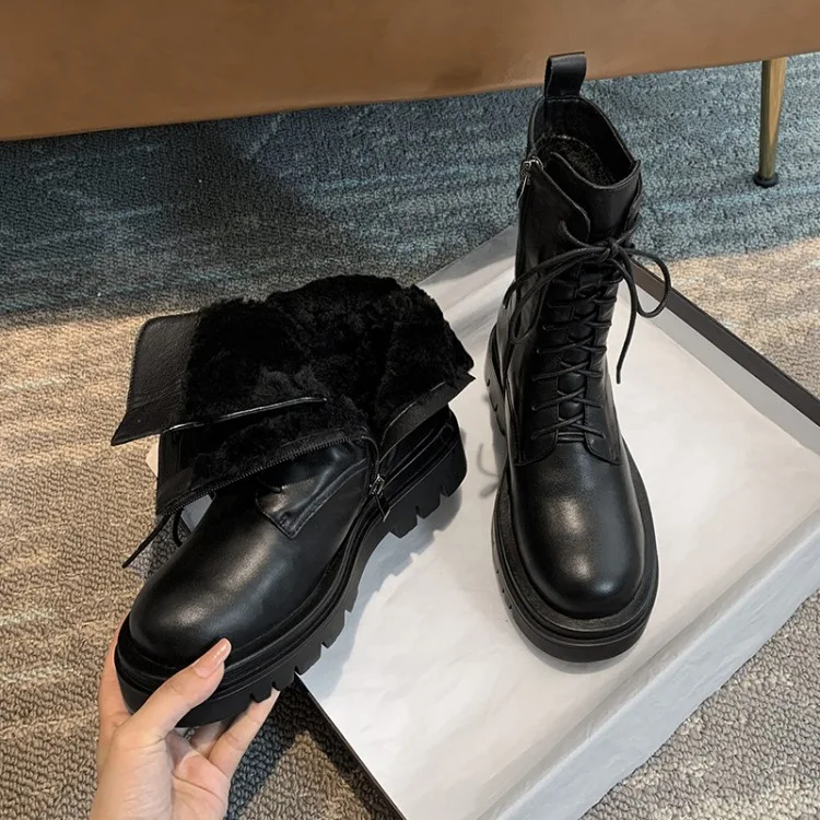Wool To Toe Integrated Sheepskin And Fur Martin Boots. Ultimate Warmth and Comfort for Winter. Luxurious Feel and All-Da