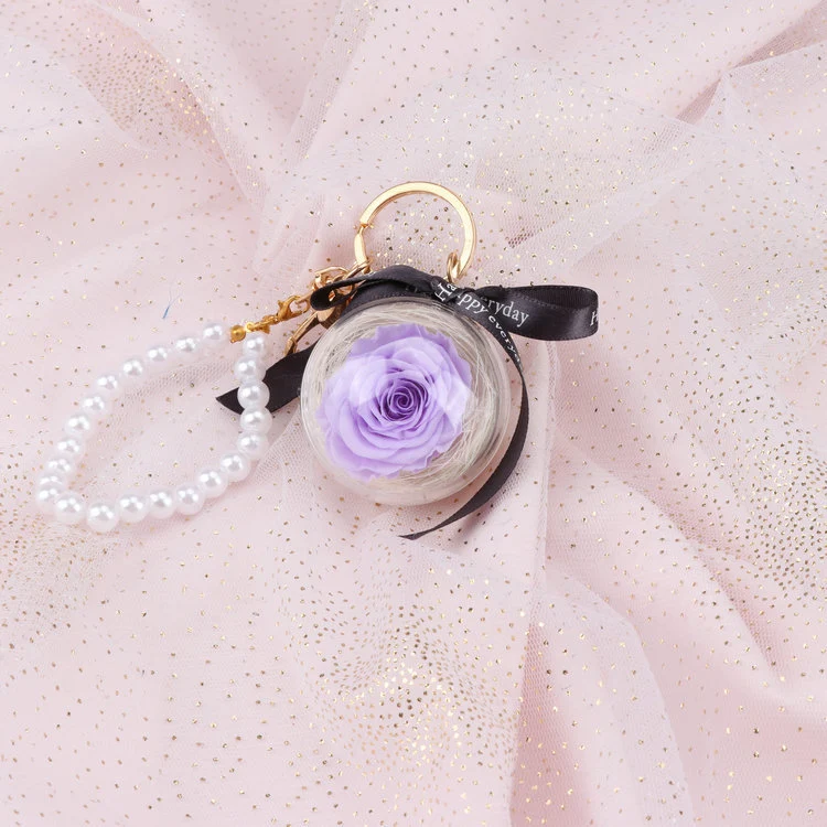 Porte-clés suspendu pour voiture Rose Périanthe Perle Parfum Durable Design Élégant Accessoire Tendance Cadeau Idéal