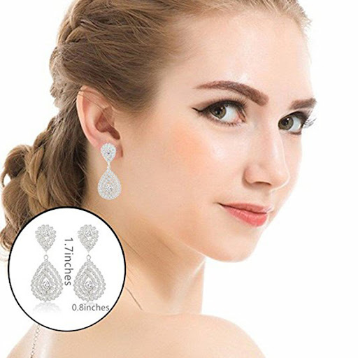 Title 1, Water Drop Diamond Crystal Earrings, Popular, S...