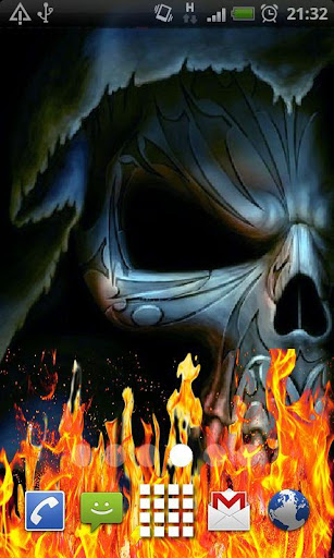 Evil Skull Fire Flames LWP