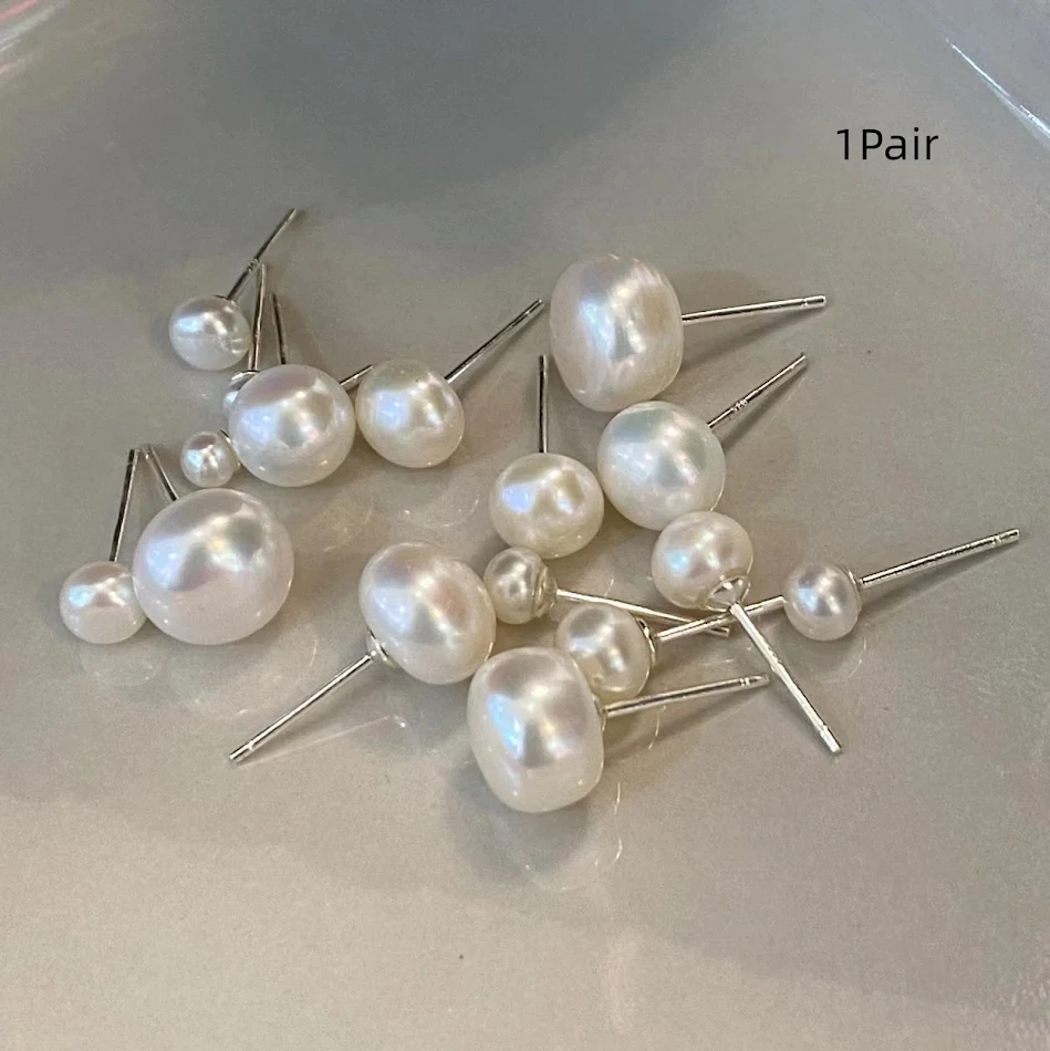 Sterling zilveren eenvoudige natuurlijke parel oorstekers, tijdloze elegantie voor dagelijks gebruik. Subtiele en veelzijdige dames sieraden.