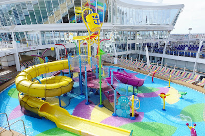 Kids will love frolicking in the spray on Splashaway Bay on deck 15 of Harmony of the Seas. 