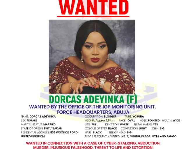 Social media influencer Dorcas Adeyinka says she is innocent as she is sought by Nigerian police for murder, abduction, cyberstalking, injurious falsehood, threat to life and extortion.
