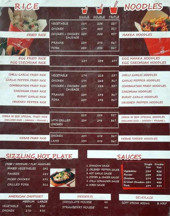 China In Box menu 