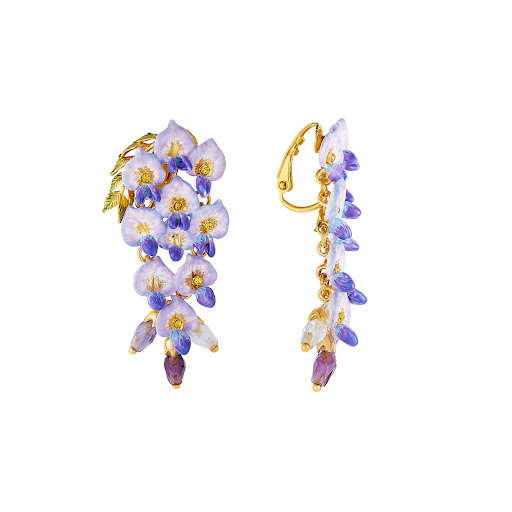 Title 4, Wisteria Flower Stud Earrings and Necklace Set,...