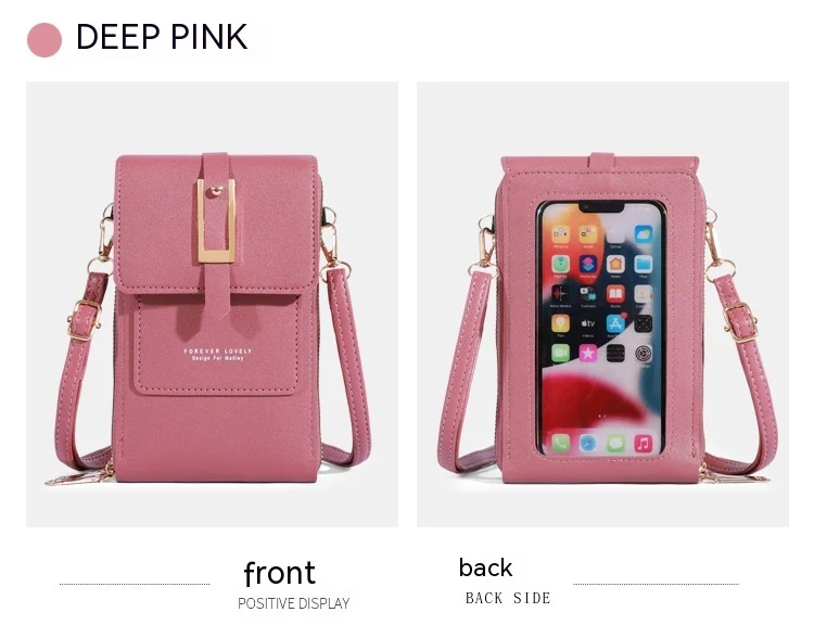 Crossbody Telefoon Tas met touchscreen Effen Kleur Draagbare Kaarthouder voor handige bescherming en stijl onderweg.