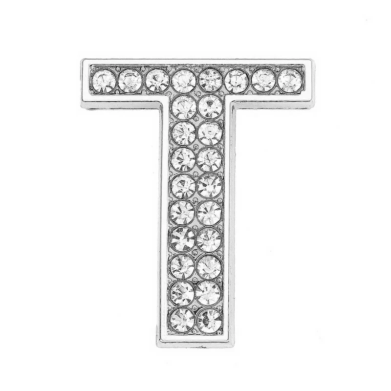 30mm Accessori per collare per animali domestici con lettere di diamanti bianchi cromati e perline sparse, design elegante e accattivante.
