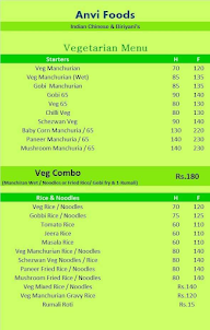 Anvi Foods menu 1