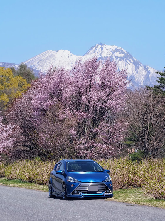アクアG'sの黒姫山と桜🌸・妙高山と桜🌸・桜🌸と愛車に関するカスタム事例の投稿画像3枚目