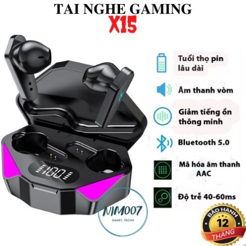 Tai Nghe Bluetooth Không Dây Gaming X15 Nim Shop, Tai Nghe Tws Gaming X15 Bluetooth 5.0 Có Mic Độ Trễ Cực Thấp