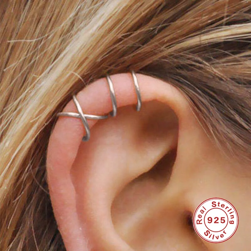 Oorloze oorbellen 3-delig S925 Sterling zilver Eenvoudige ornamenten Comfort en elegantie dagelijks gebruik Minimalistisch ontwerp Duurzaam