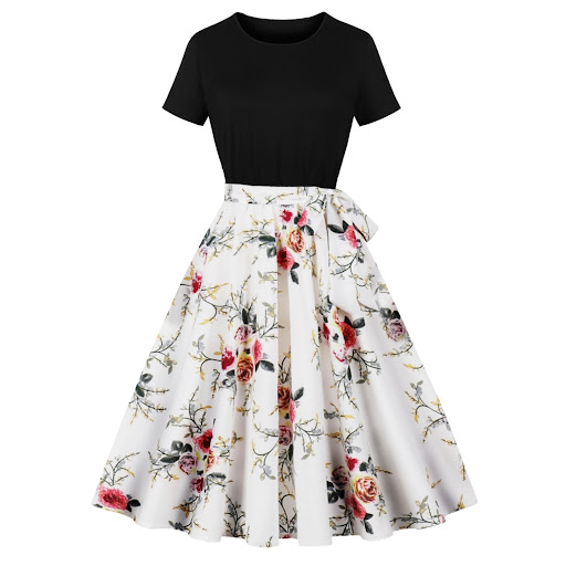 Title 5, Summer retro womens round neck short sleeve bl...