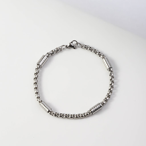 Title 7, Mens Square Pearl Tube Chain Stainless Steel B...