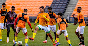 Terrance Mashego and his Bafana Bafana teammates training during the South African national soccer team training session and press conference at FNB Stadium on October 11, 2021 in Johannesburg, South Africa.