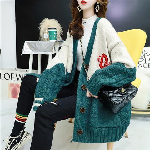 Title 5, Net Red Lazy Wind Loose All-match Knitted Jacke...