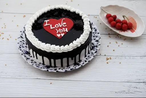 Eggless Black Forest Red Heart Cake
