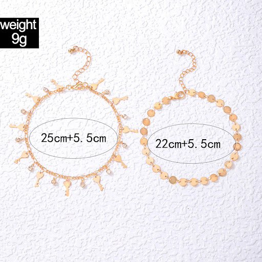 Title 7, New Jewelry Alloy Double Layer Anklet Love Circ...