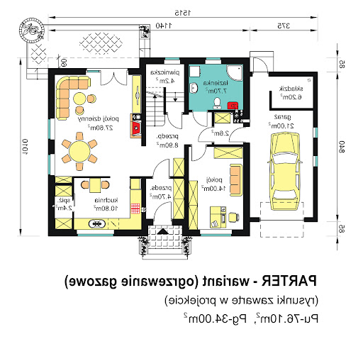 BW-46 - Rzut parteru - propozycja adaptacji - ogrzewanie gazowe