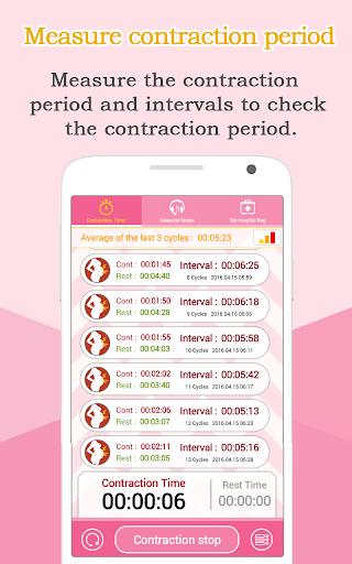 Screenshot Contraction Timer (Labor)