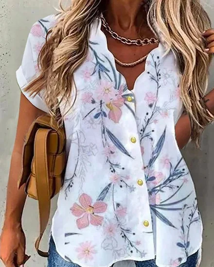 Women Shirt Floral Daily Weekend Floral Blouse Shirt Wome... - 1