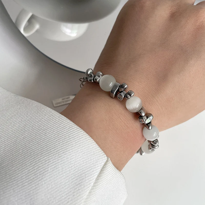 1Do Not Fade Opaal Karakter Gebroken Zilveren Hand Ornament Fade-Resistent Elegant Sieraad Uniek Design