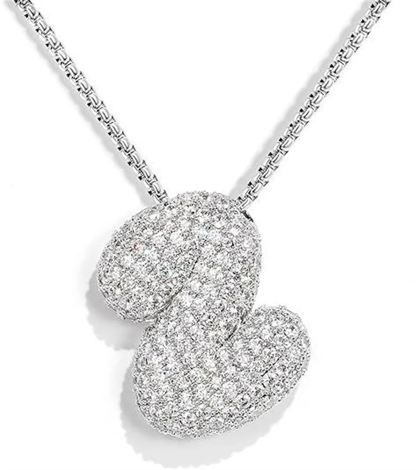 Messing Zirkoon Ballon Engelse Letter Ketting, een stijlvolle ketting, perfect als cadeau of voor dagelijks gebruik, elegant en charmant.