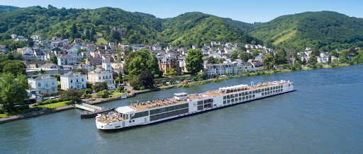 Viking Idun sails on the Rhine past the historic town of Boppard, Germany. 