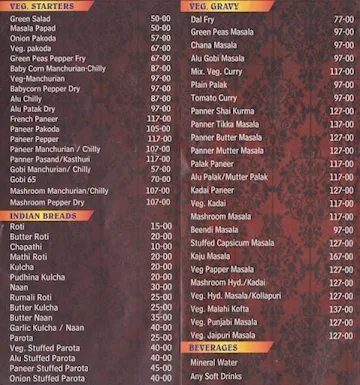 Shiva's Kabab Corner menu 