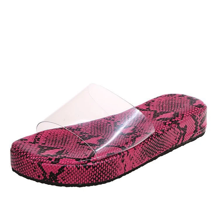 Sandali piatti oversize con stampa serpente, comodi e morbidi, perfetti per un comfort quotidiano senza pari.
